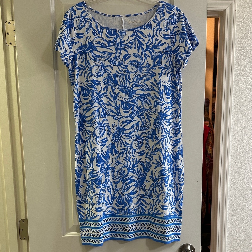 Lilly Pulitzer Blue and White Patterned Mini Dress
